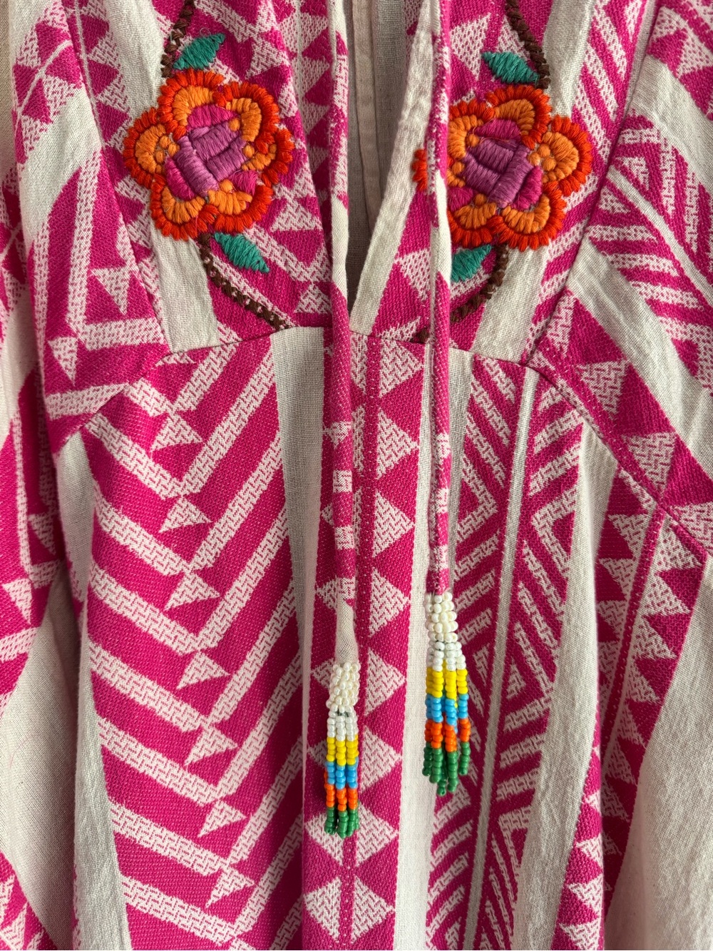 Farm Rio Boho Pink Embroidered Dress - Picture 3 of 5